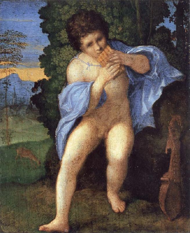 Palma Vecchio Young Faunus Playing the Syrinx